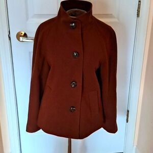 Evan-Picone Petite Stretch Women's Tan/Brown Button Up Pea Coat Size PL
